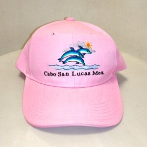 Soft Girl Resortwear Cabo San Lucas Hat Cap Pink Turquoise Dolphins Ocean Waves